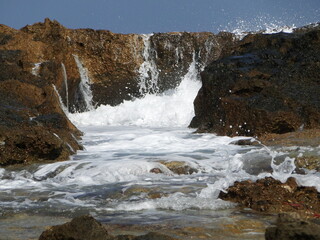 water flowing over rocks