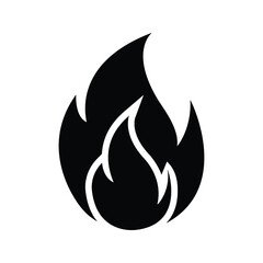 Burn, fire, flame icon. Black vector illustration.