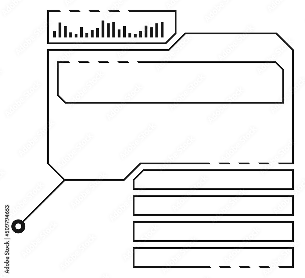 Poster digital interface black line element. cyberpank hud