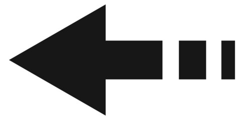 Left direction pointer icon. Black arrow symbol