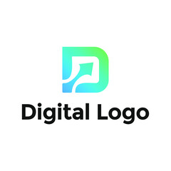 letter d technology logo design creative 