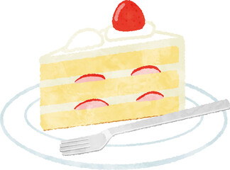 苺のショートケーキのイラスト