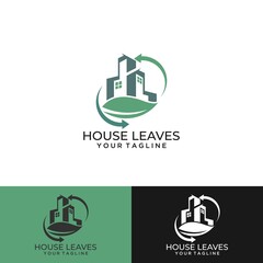 Green house logo design with creative modern concept Premium Vector