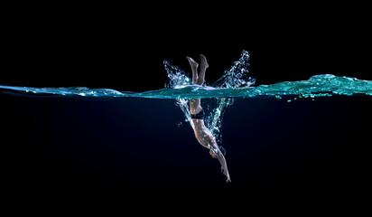 Fototapeta Professional man swimmer on a wave obraz