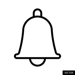 Notification bell vector icon in line style design for website design, app, UI, isolated on white background. Editable stroke. Vector illustration.