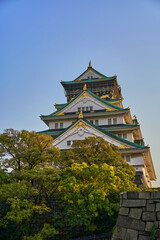 Fototapeta premium Osaka Castle Park at Autumn Sunset