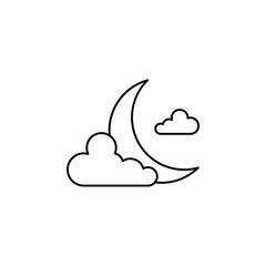 Moon, Night, Moonlight, Midnight Thin Line Icon Vector Illustration Logo Template. Suitable For Many Purposes.