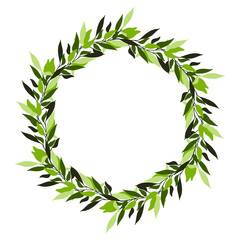 Round frame made of greenery branches with space for text. The concept of wedding invitations and cards. A wreath of leaves. vector