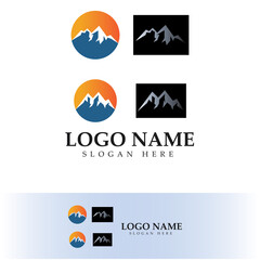 Sun Mountain Logo Icon Design – stock illustration