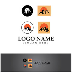 Sun Mountain Logo Icon Design – stock illustration