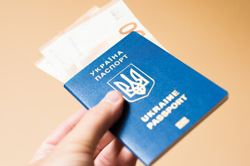 Fototapeta premium Ukrainian passport and money