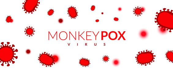 Monkeypox virus banner for awareness and alert against disease spread, Monkey Pox virus outbreak pandemic, pandemic from animals to humans. Medical and health concept. Monkeypox virus background