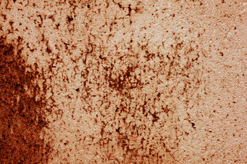 Abstract brown decayed rust stains on old white, brown background, rust stains for background.