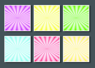 Banner set with abstract colorful sunburst rays