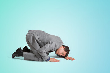 Listening businessman on the floor