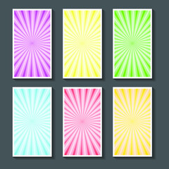 Banner set with abstract colorful sunburst rays