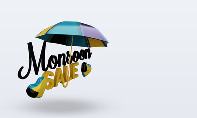 3d monsoon sale Bahamas flag rendering left view