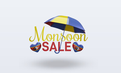 3d monsoon sale Eswatini flag rendering front view