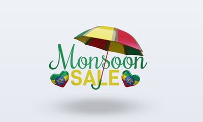 3d monsoon sale Ethiopia flag rendering front view