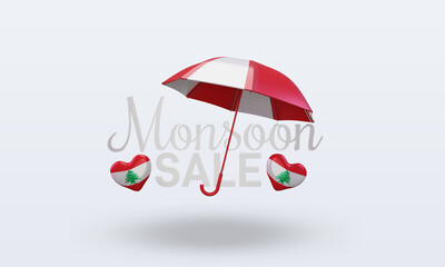 3d monsoon sale Lebanon flag rendering front view