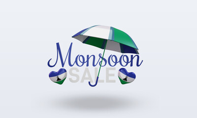 3d monsoon sale Lesotho flag rendering front view