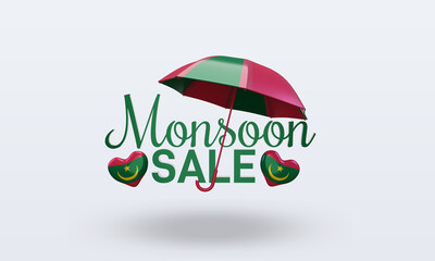 3d monsoon sale Mauritania flag rendering front view