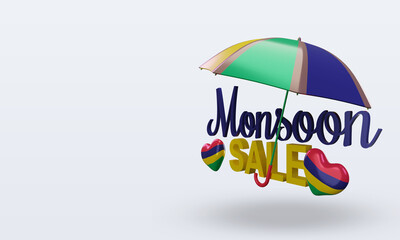 3d monsoon sale Mauritius flag rendering right view