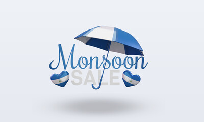 3d monsoon sale Nicaragua flag rendering front view