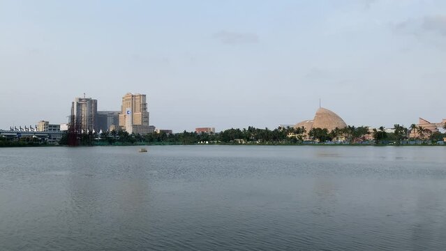 Scenic shot of a lake near Science city and ITC Royal Bengal at Kolkata.