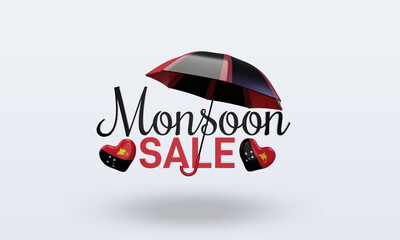 3d monsoon sale Papua New Guinea flag rendering front view