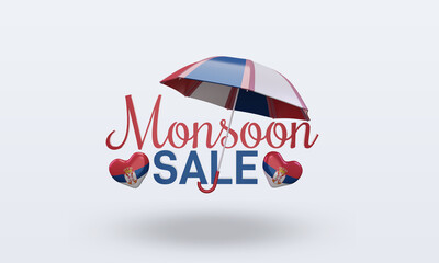 3d monsoon sale Serbia flag rendering front view