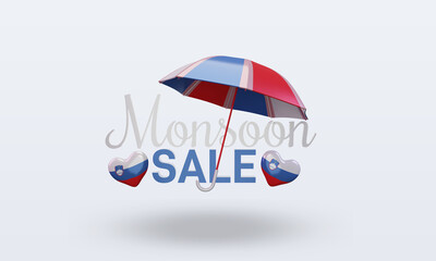 3d monsoon sale Slovenia flag rendering front view