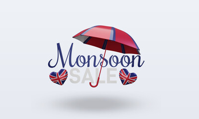 3d monsoon sale United Kingdom flag rendering front view