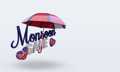 3d monsoon sale United Kingdom flag rendering left view