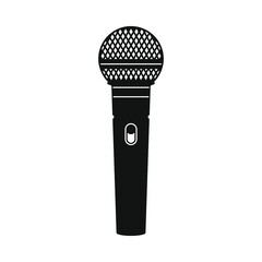 Vector isolated black microphone icon on white background