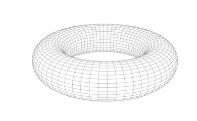 Vector illustration of a torus with wireframe mesh - obrazy, fototapety, plakaty