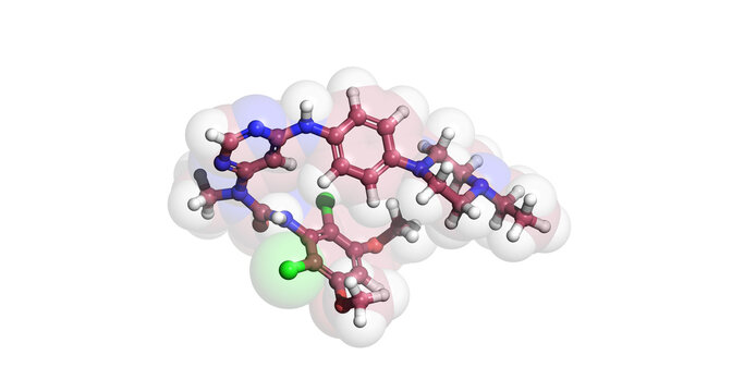 Infigratinib, anticancer drug, 3D molecule