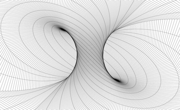 Vector illustration of a twitsted torus with wireframe. The structure resembles to the interior of a modern fusion generator with magnetic fields