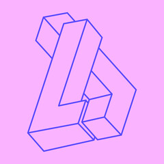 Impossible shapes, optical illusion logo, vector abstract background. Optical art objects. Geometric figures.