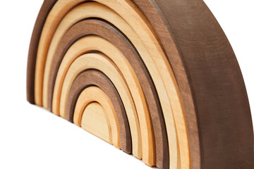 Obraz premium Wooden toy rainbow isolated on white.
