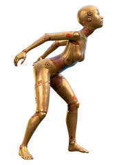 3D Rendering Female Robot on White