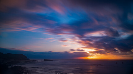 Fototapeta premium Romantic sunset on Palmachim beach, Israel