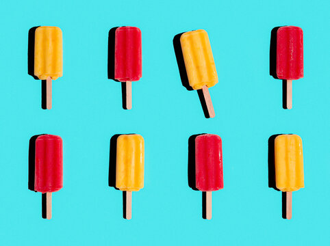 Colorful Popsicles Arranged in Rows