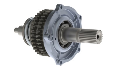 Car alternator gear shaft 3D rendering isolated on white background 