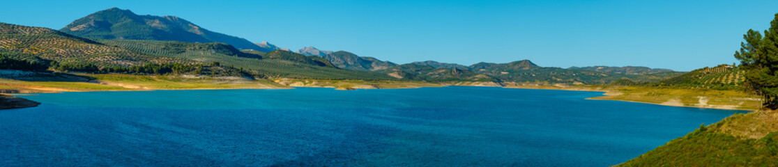 Fototapeta na wymiar Iznajar reservoir, in Spain, web banner