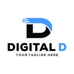 Fototapeta na wymiar letter d technology logo design creative 