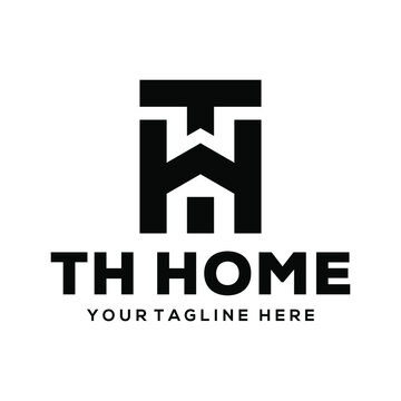 letter Th home logo design creative 