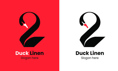 Duck Linen Logo design inspiration isolated on white and red background vector