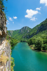Matka Canyon in Skopje, North Macedonia. Landscape of Matka Canyon and lake, a popular tourist destination in Macedonia