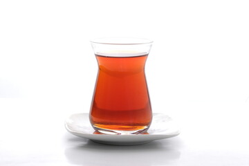 Turkish tea in traditional glass isolated on white background